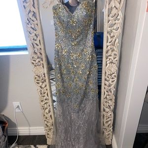 Blue Lace Prom Dress